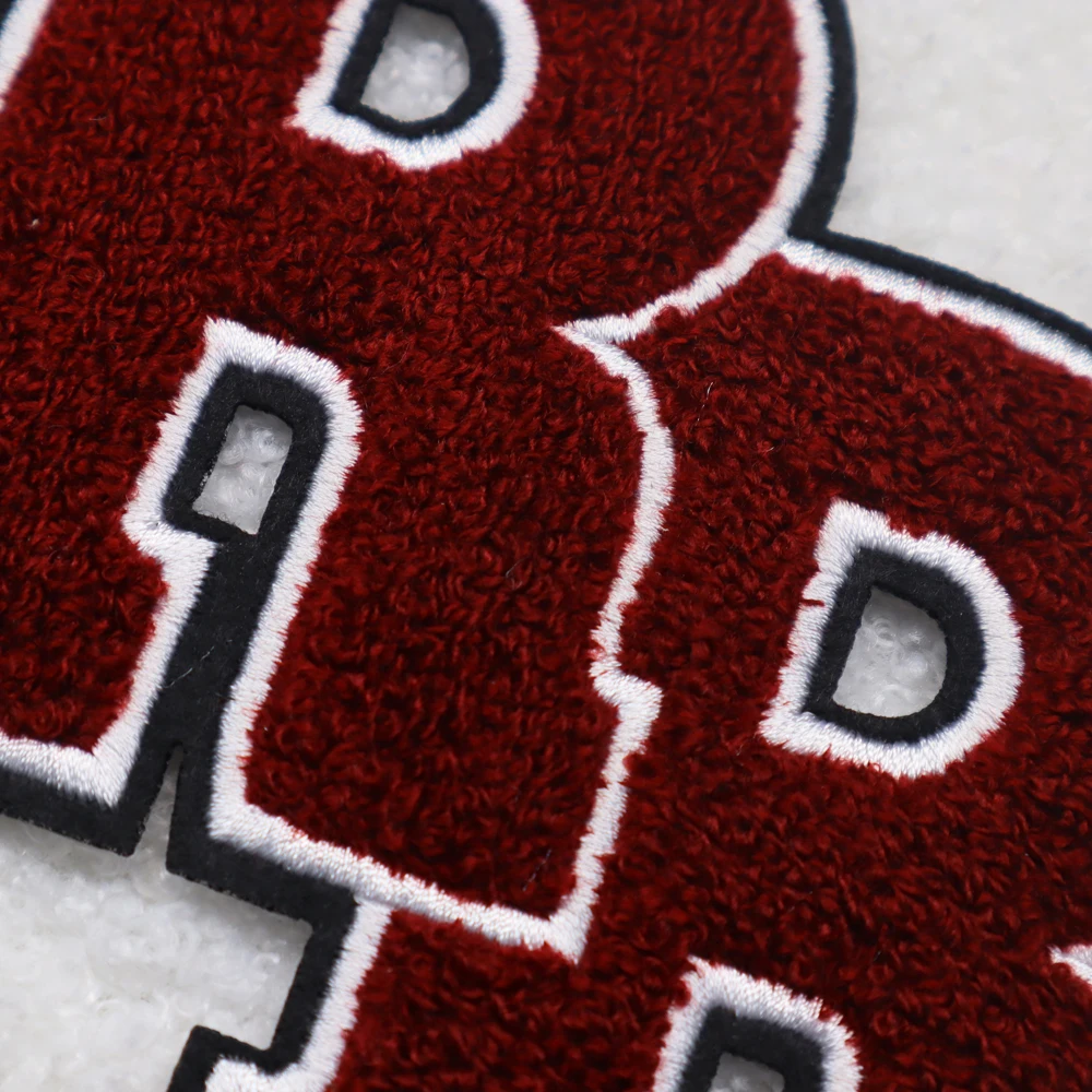 Heat Press 3d Embroidery Round Rock High School Logo Rr Chenille Letter Patch Iron On Patches Badge For Clothing
