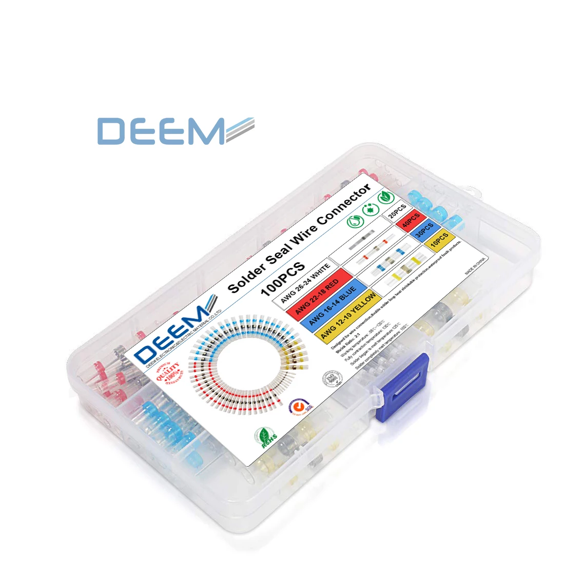 DEEM 100 PCS Straight connector type wire harness waterproof connector set