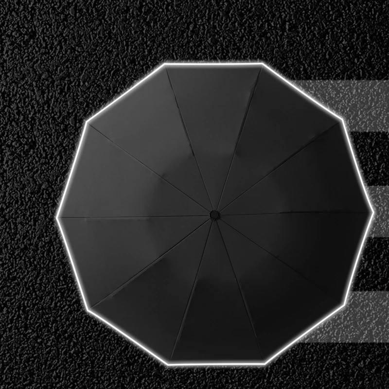 Wholesale promotion custom 10K Safety Reflective inverted Umbrella automatic 3 fold reverse smart umbrella windproof waterproof