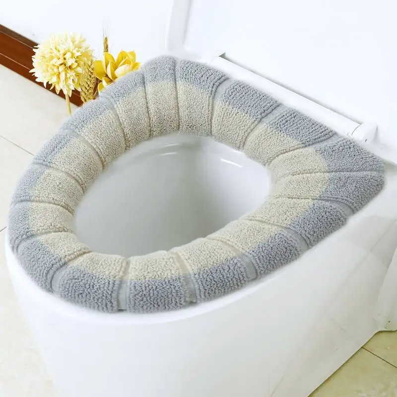 winter Seat Mat Four Seasons Toilet Cushion Household Toilet Cushion Washable Knitted Toilet Cover O Type Universal