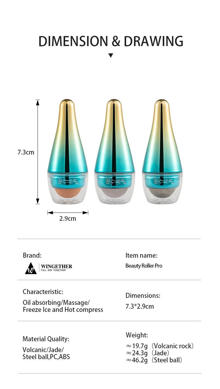 Wingether 2022 Amazon Hot Sale Oil Absorbing Roller Wood Soft And Comfortable Massage Rollers Face Roller Ice Globes