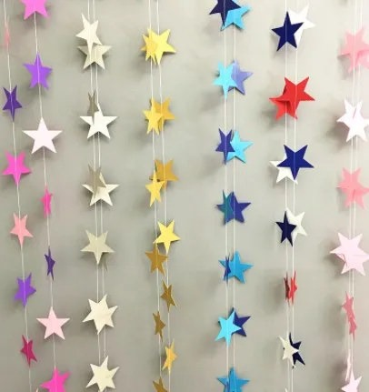 4m gold, silver and blue five-pointed star Christmas pendant birthday flower hanging ornaments hanging window flag party supplie