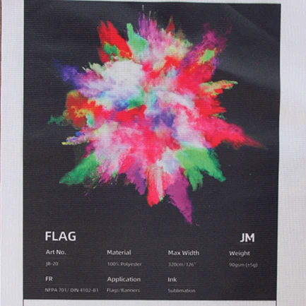 Cheap factory polyester sublimation printing coating warp knitted stormflag good reverse double penetration flag fabric