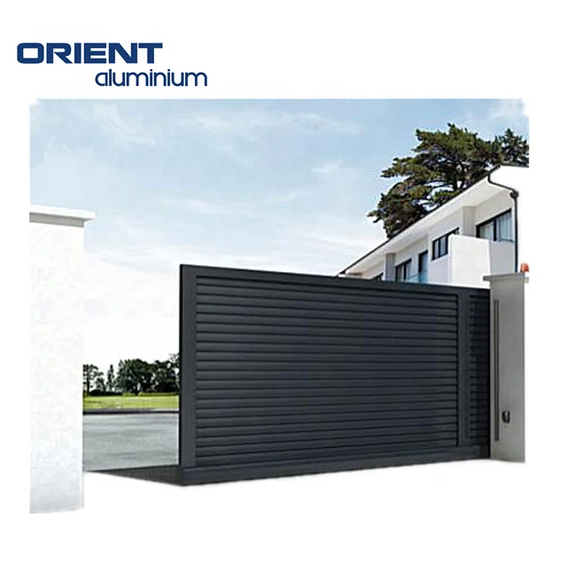 Aluminium Metal Gates Doors Electric Metal Sliding Garden Modern House Gate Designs Aluminum Slat Sliding Gate
