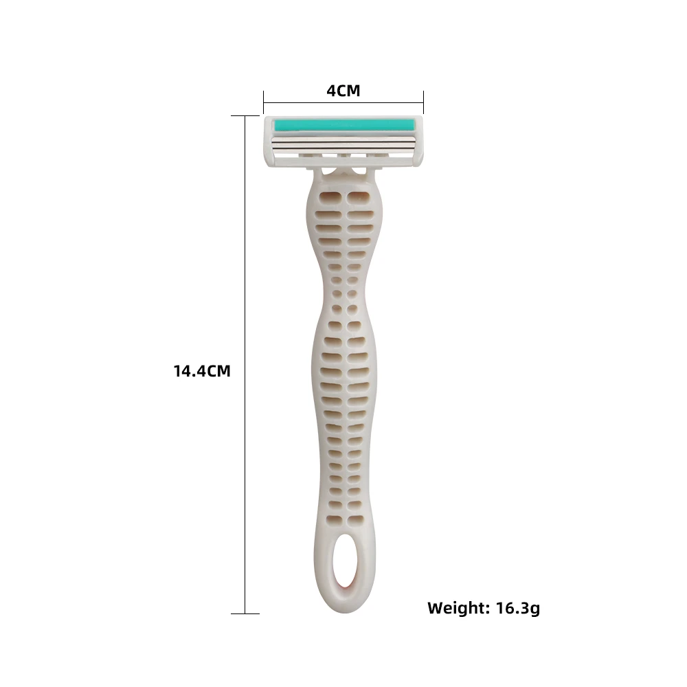 Triple Stainless Steel Blade Pivoting Head with Lubricating Strip Disposable Shaving razor