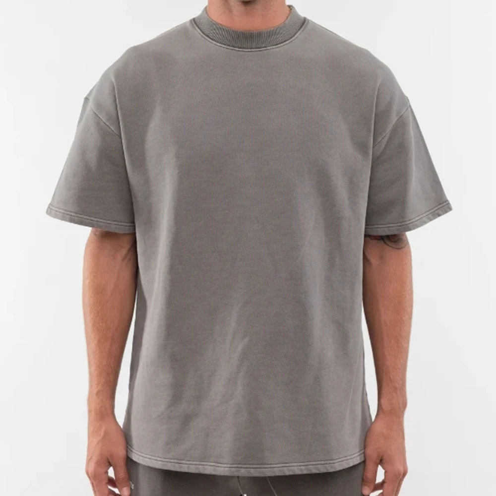 High Quality Custom 100% Cotton Acid Wash Cropped Drop Shoulder Boxy T-Shirts Blank Heavyweight Oversized Tshirt