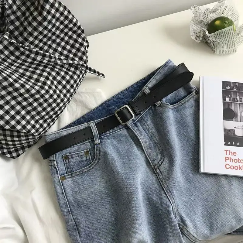 Square Buckle Faux Leather Belt  Women Casual Wild Belt Adjustable Ladies Jeans Waist Belt