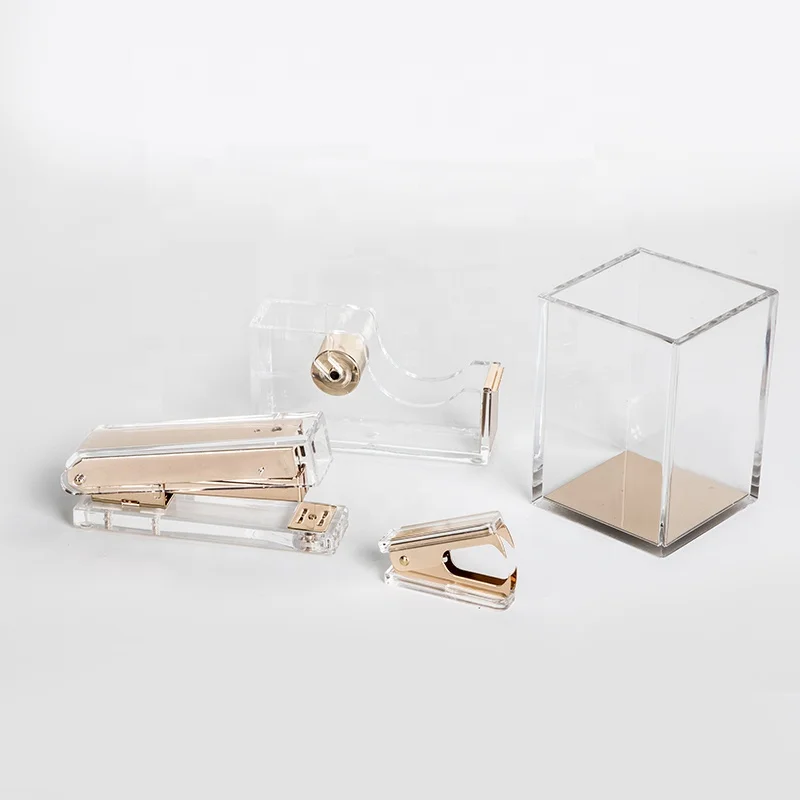 Набор офисных принадлежностей и канцелярских высококачественный степлер акриловый держатель для ручек акриловые офисные канцелярские принадлежности набор из 4 шт.