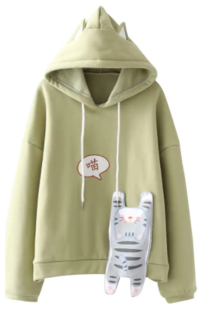 Dinosaur Bunny Rabbit Bear Cat Ears Hoodie For Girls Teens Teenagers Oversize Top Sweatshirt Jumper Shirt