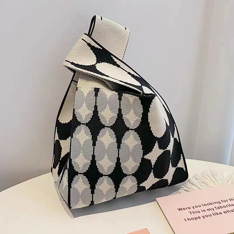 Spot 2024 Instagram Pop Tote Knitwear Tote Women Knitwear Bucket Bag Casual Tote bag shopping business trips Portable daily use