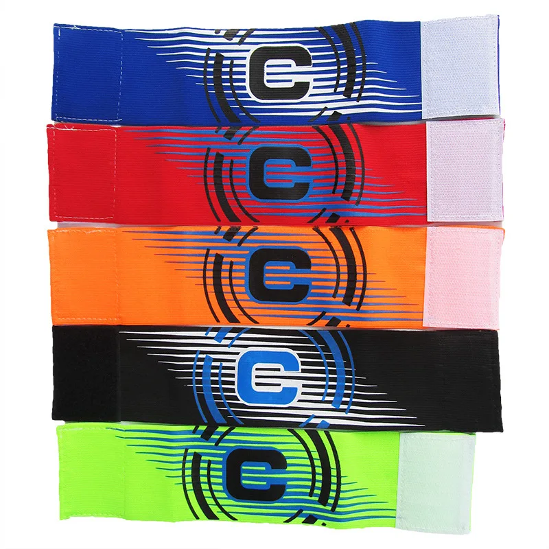 Multicolor soccer sleeve badge soccer c tag captain tag armband elastic patch customizable logo sleeve length