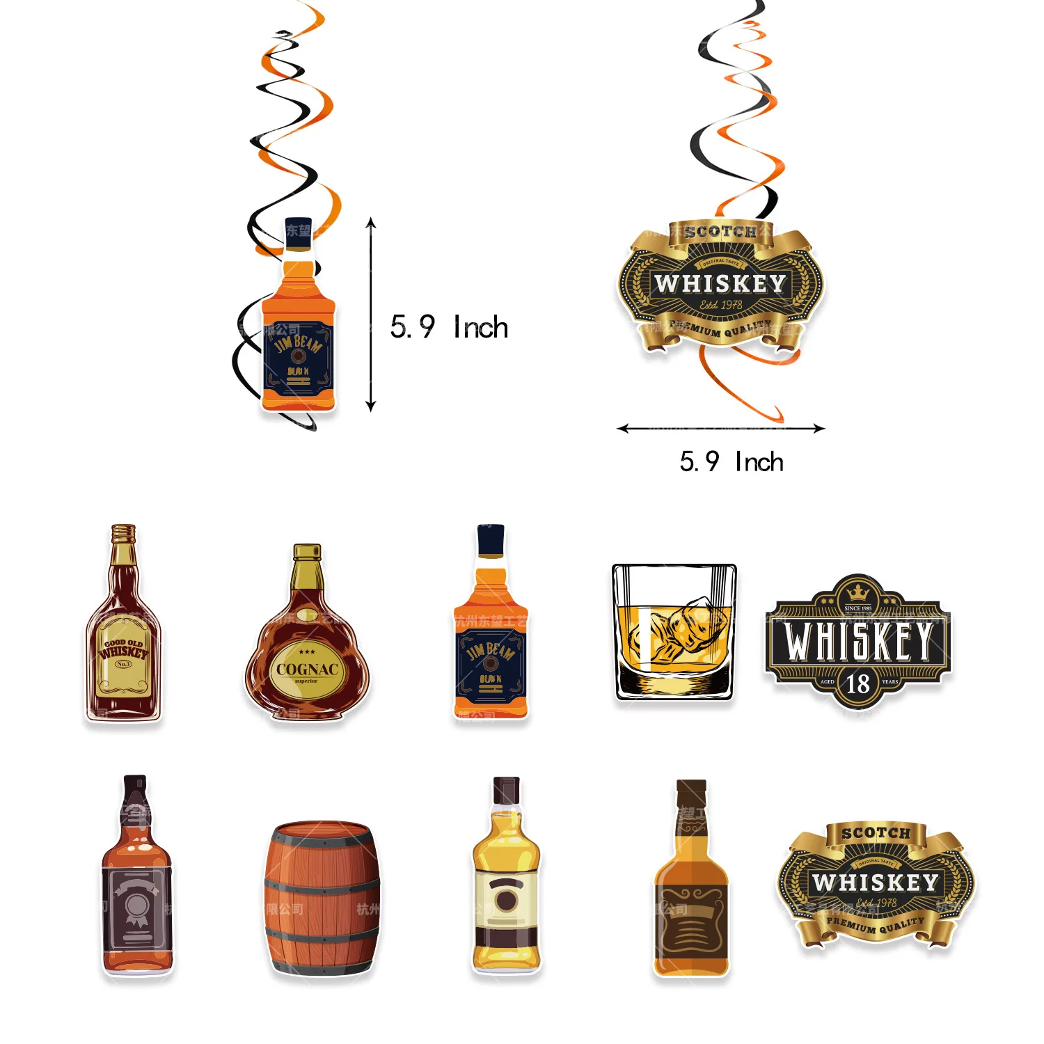 Whisky theme party decoration black orange PVC Double Spiral Pendant XO Hennessy elevator holiday Pendant