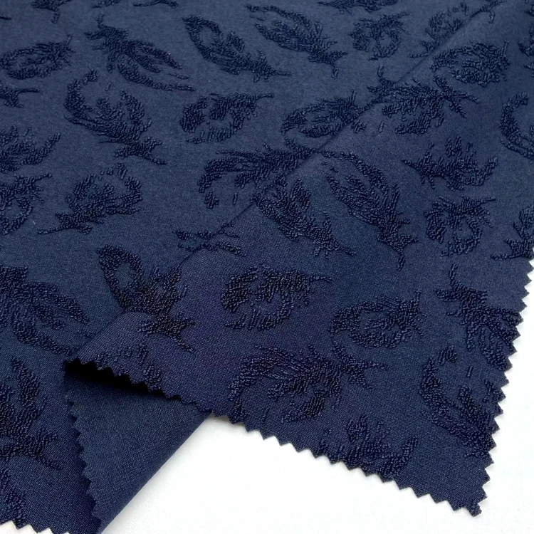 Wholesale 98 polyester 2 spandex knit maple leaf red baby terry 240GSM jacquard towel fabric for clothing