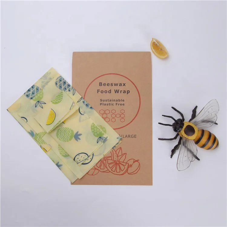 
100% Cotton Organic Natural Beeswax Food Wrap Sustainable Food Storage Food Safety 