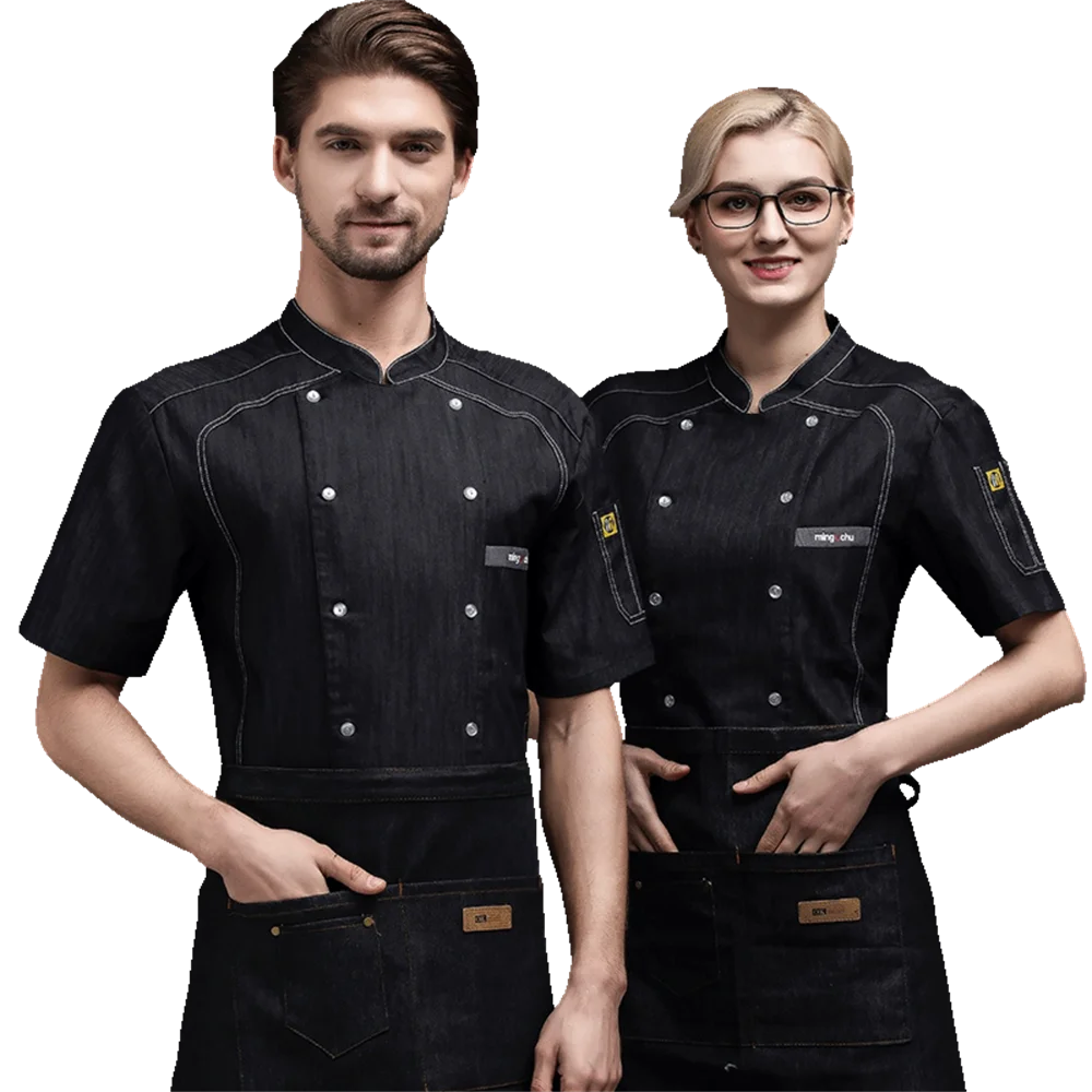Hotel Restaurant Classic Kitchen Men Chef Uniform chef jacket With Short Sleeves Cake Shop Overalls
