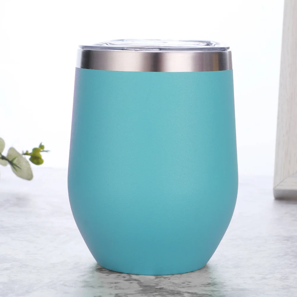 Custom Stainless Steel Stemless 12oz Wine Tumblers with Lid and Straw Vacuum Insulated 12 oz Wine Cups