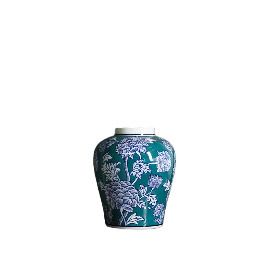 Mid Century Chinese Fleurs Porcelain Tabletop Vase Handmade Yellow Modern Design Home Decor Antique Traditional Style Weddings