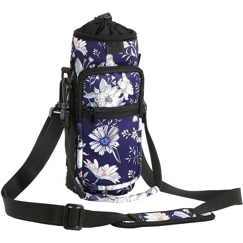 Custom Neoprene Bottle Carrier Adjustable Shoulder Strap Sports Insulated Water Bottle Holder Sling Bag for Hiking water bottle