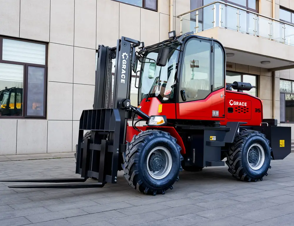 All terrain off-road forklift 3T 3.5t lifting height 5 m articulated frame optional side moving bucket