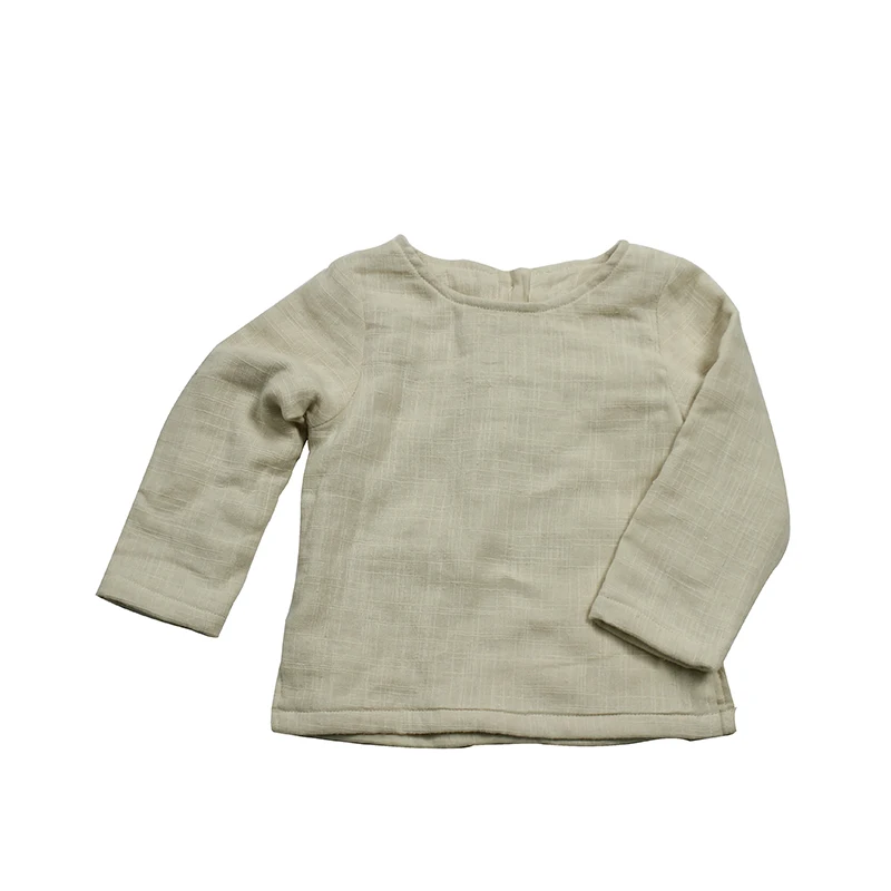 
2021 new design children clothing solid long sleeve muslin cotton blouse kids shirts 