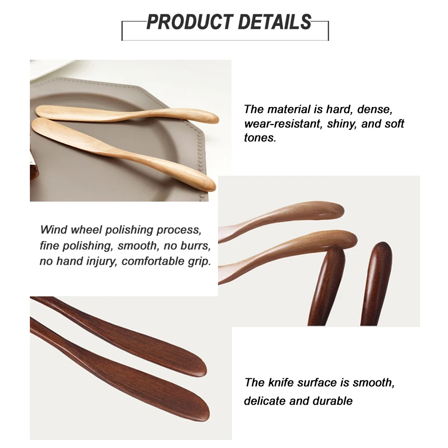 Fashion creative exquisite natural wooden butter knife cheese spreader handmade kitchen wooden tools