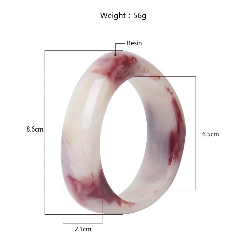 Best Seller USA 2019 For Amazon Amber Jade Marble Colour Irregular Open Cuff Resin Bangle