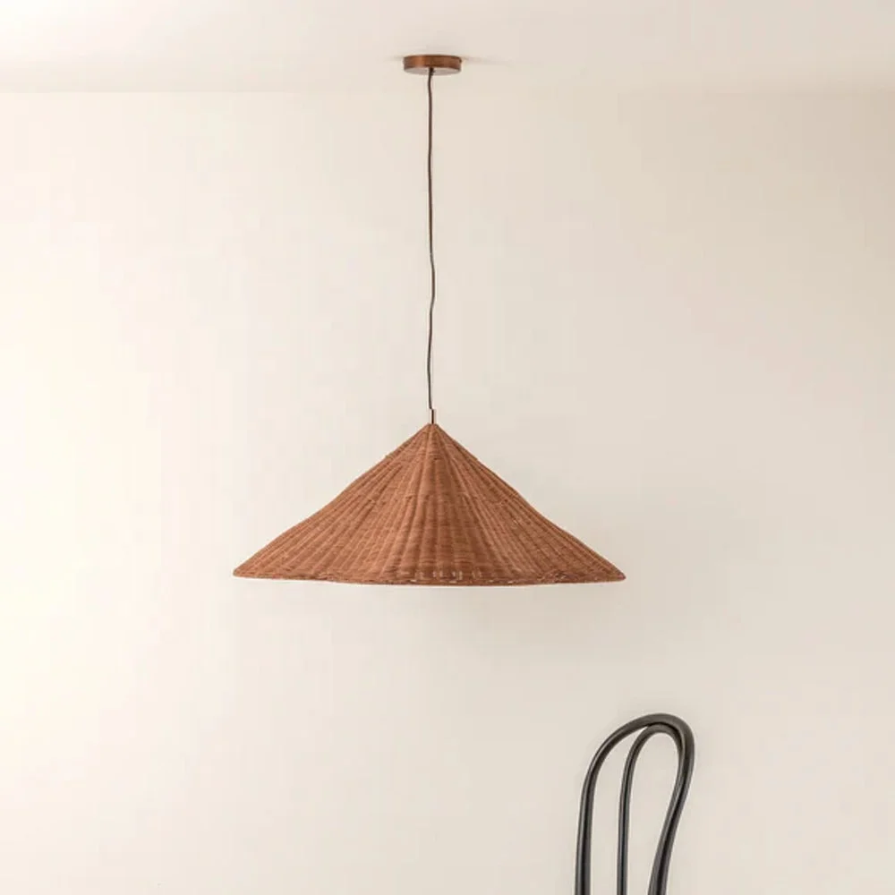 Wholesale Scalloped Rattan Pendant, Rattan Lampshade Natural Material Handmade Vibe Vietnam Handicraft