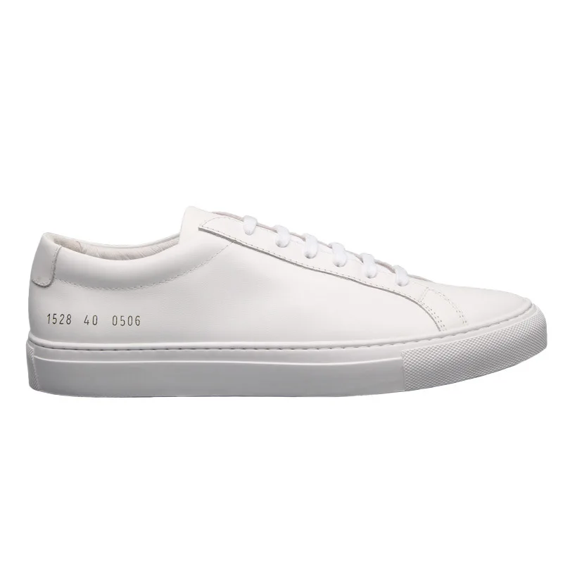 Handmade genuine leather walking white sneaker unisex breathable shoes