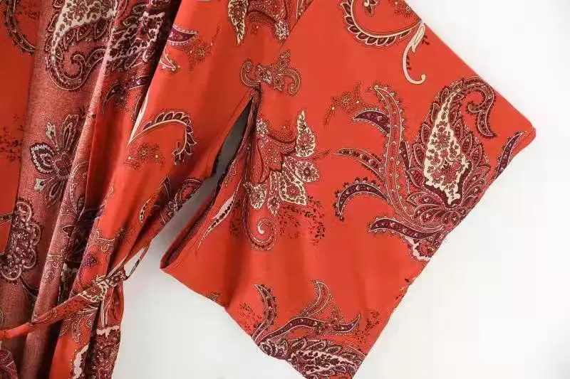 
100% Rayon Cotton Crane Print Long Kimonos Cover Ups Bikini Casual Long Duster Dresses 