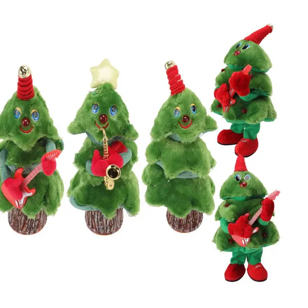 Hot Santa Claus Doll Electronic Dancing Singing Christmas Tree Plush Toys Gifts Recording Deer For Children Singing Electric Toy