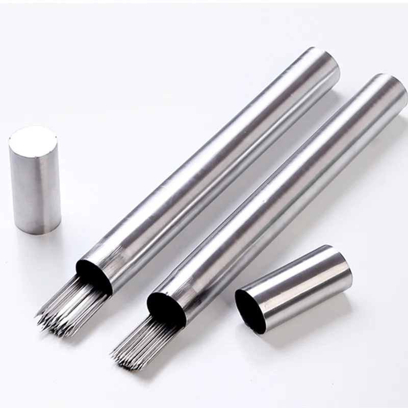 (50pcs/tube) Stainless Steel Round Flat Barbecue Skewer 40cm BBQ Needle Grilling BBQ Sticks with Tube