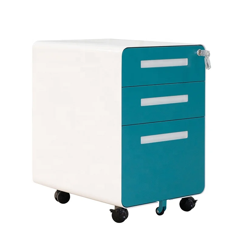 Office Furniture Modern Bedroom Cabinets Storage for School 2024 Best Selling Metal Movable Steel 3 Drawer Mobile Pedestal White