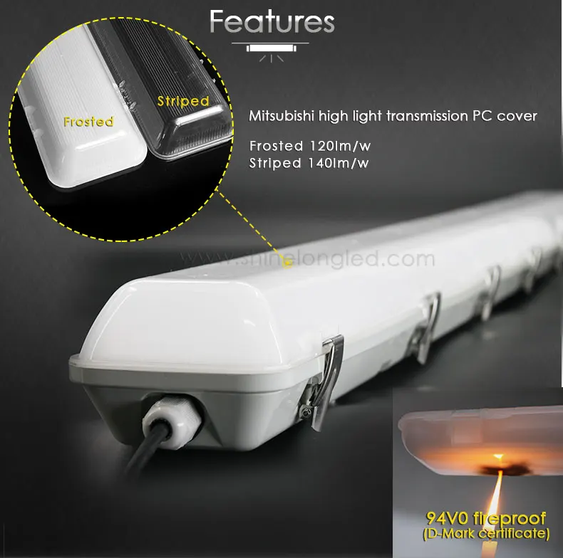 ShineLong 1.5m 60w 4000k full pc housing dust proof light 58w waterproof ip65 lighting fixture