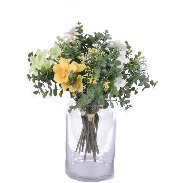 Hydrangea Eucalyptus Small Flower 4 Colors Artificial Flower Eucalyptus Bouquet