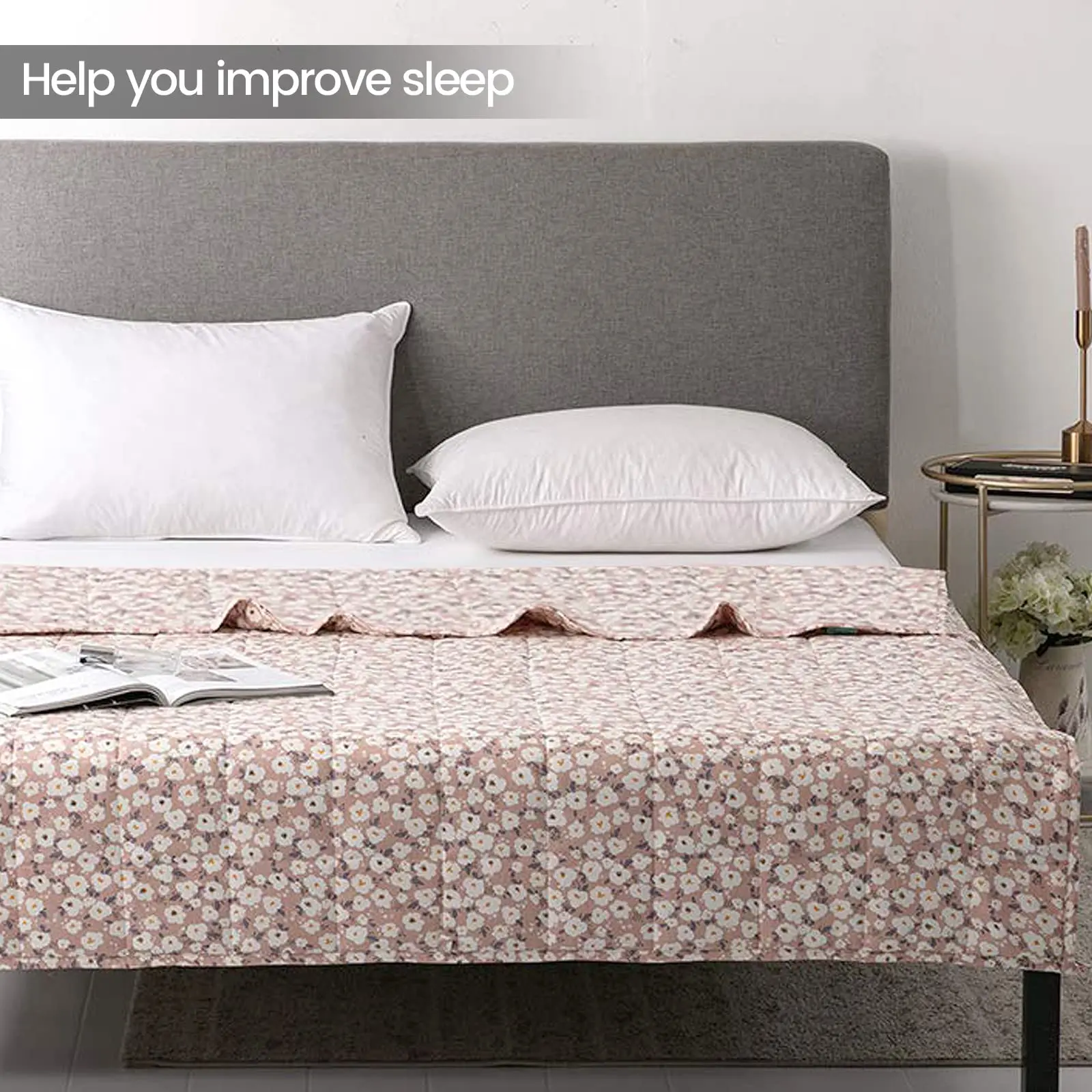 36'*48' Cotton Pink Flower Pattern Kids Heavy Blanket Sensory Calming Weighted blanket For Winter