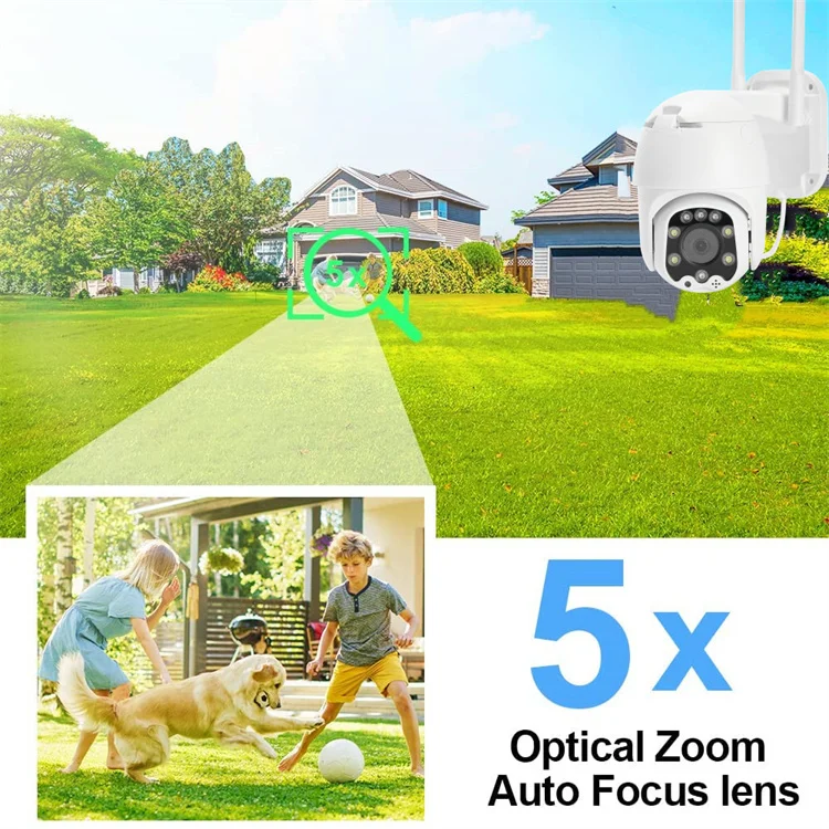 5X Optical Zoom CamHi APP Home Surveillance Color Night Vision Outdoor Wireless CCTV Security HD 5MP WiFi Speed Dome IP Camera
