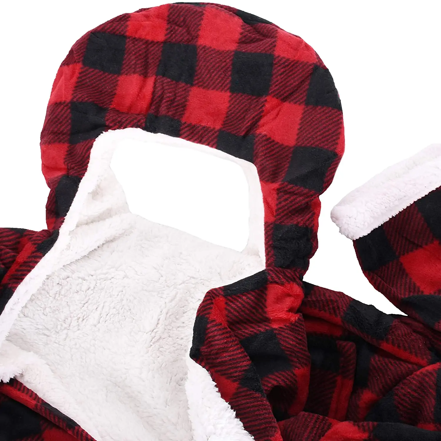 Winter warm one size for all giant flannel sherpa hug sleep blanket double layer wearable hoodie tv blanket with hood