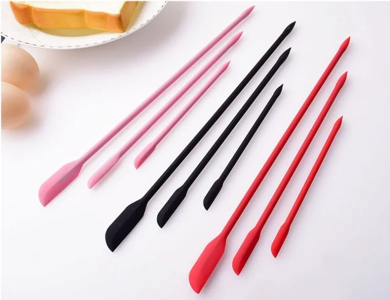 Food Grade Baking Tool Set 3 Pcs Mini Long Silicone Spatula Spoon Set For Kitchen Accessories