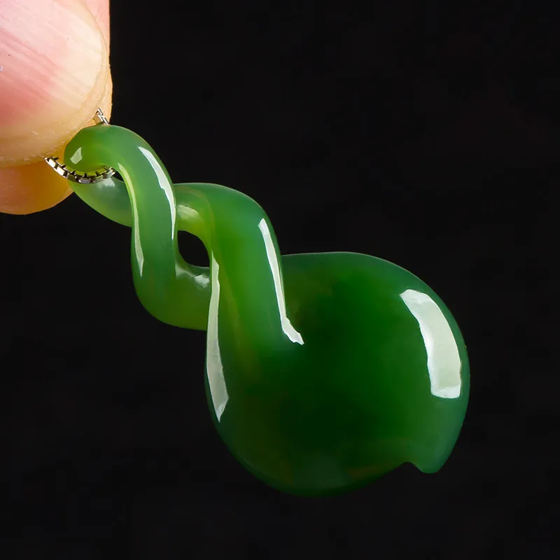 Mongolia Nephrite Jade Twist Pendant Jade Necklace Natural Greenstone Jade Double Twist Necklace