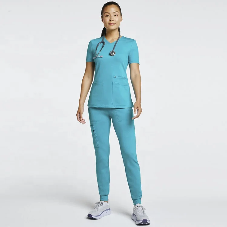 Wholesale Scrub Vendors Custom Embroidery 4 Way Stretch Fabric Hospital Uniform Nurse Scrub Set Suit