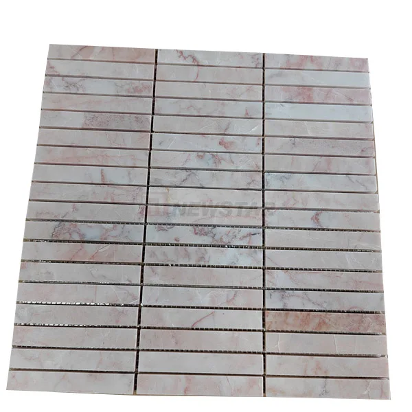 Top quality pink marble mosaic bathroom floor fluted tile panel interior decoration polished 30*30 cm modern mosaic