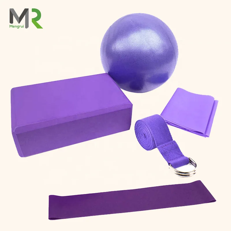 MR High Density 5 in 1 Yoga Block Set EVA Foam ,Yoga Strap ,Stretch Elastic Band,Yoga Ball for Yoga Wrkout