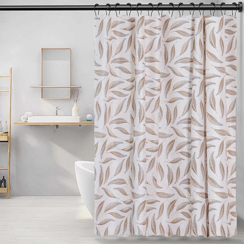 Customized Style Printing Twill Polyester Fabric Yellow Shower Curtain Bathroom Curtain Plus Shower Curtain