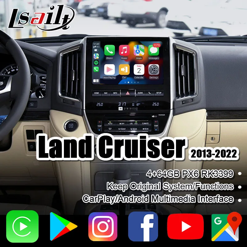 PX6 Android Video Interface for Land Cruiser LC200 Toyota 2014-18 GPS Navigation with CP & AA by Lsailt