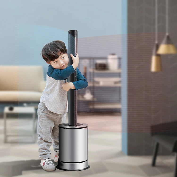 KC CB CE Purifying Humidifying Bladeless Fan Ptc Ceramic Fast Heating Standing Fan Heater Electric for Household
