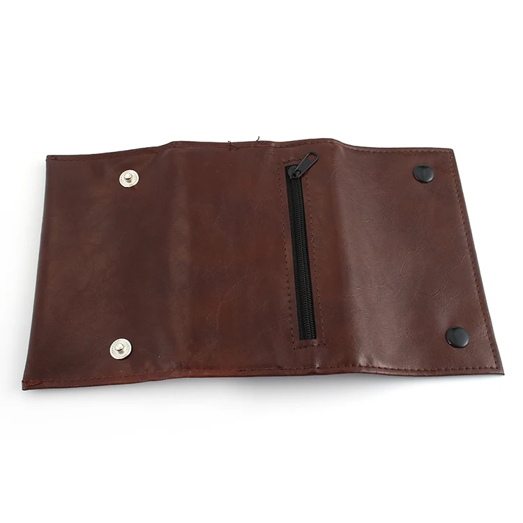 RBR0001 British Style Portable PVC Water Proof Leather Tobacco Pouch With Brown And Black Storage Smoking Paper Cigarette Bag