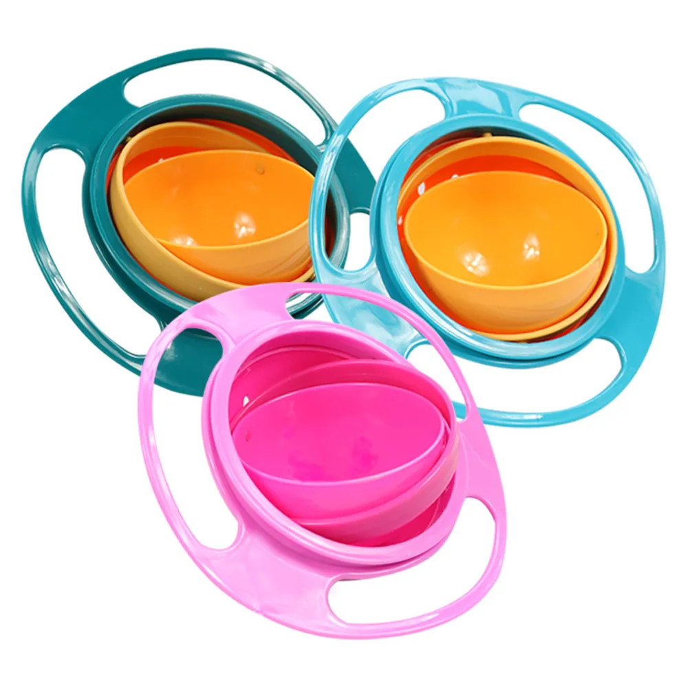 Amazon Hot Sale New Product Universal Gyro Bowl Children Rotary Balance Novelty Gyro Umbrella Bowl 360 Rotate Spill-proof Bowl