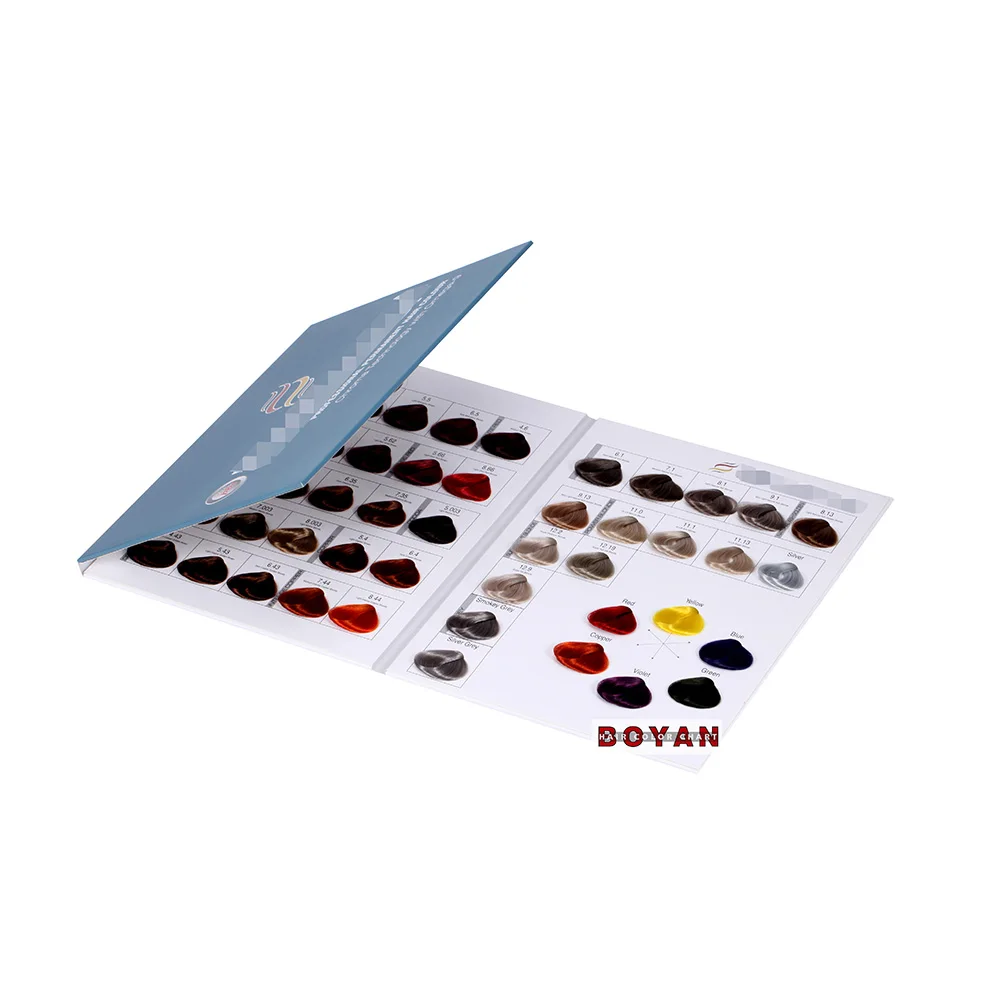 Multiple color choice 3-page hair dye color swatch chart for Salon