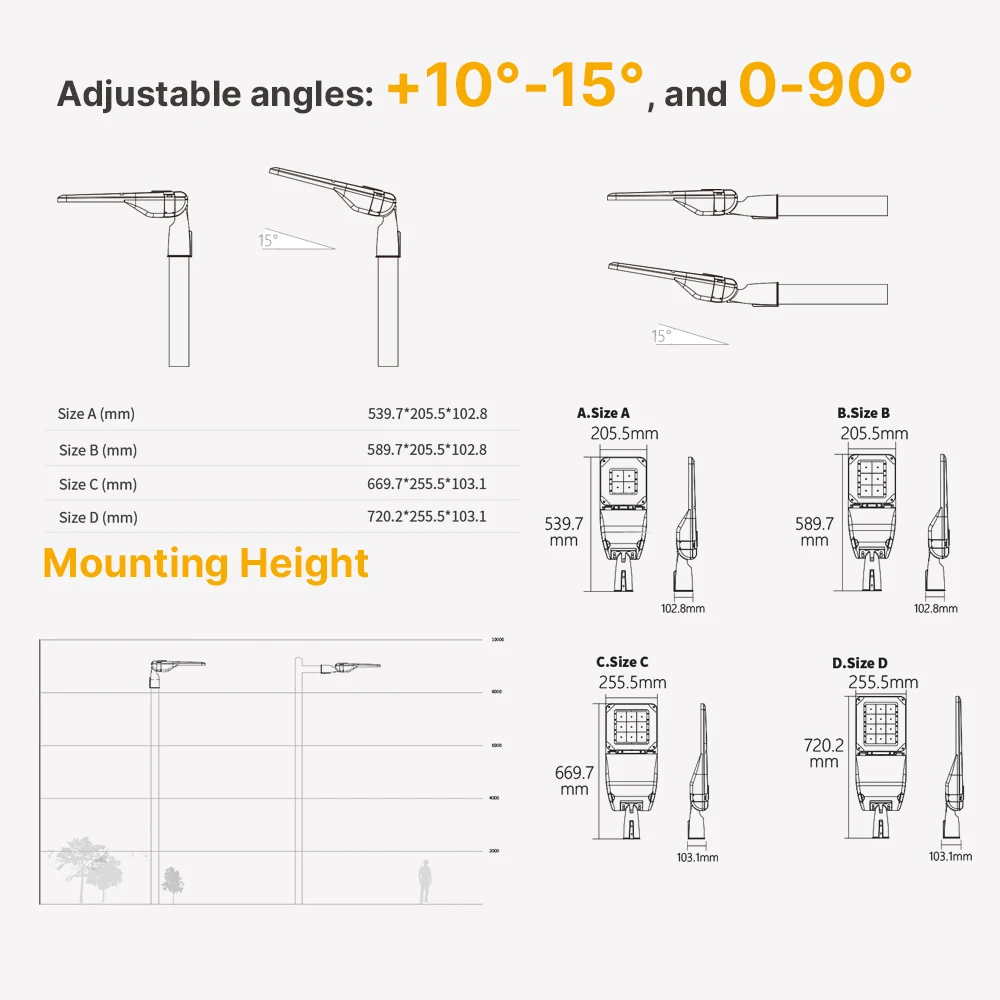 60w 90w 120w 150w separate led public lighting streets led area light parking lot light led 150w 200w