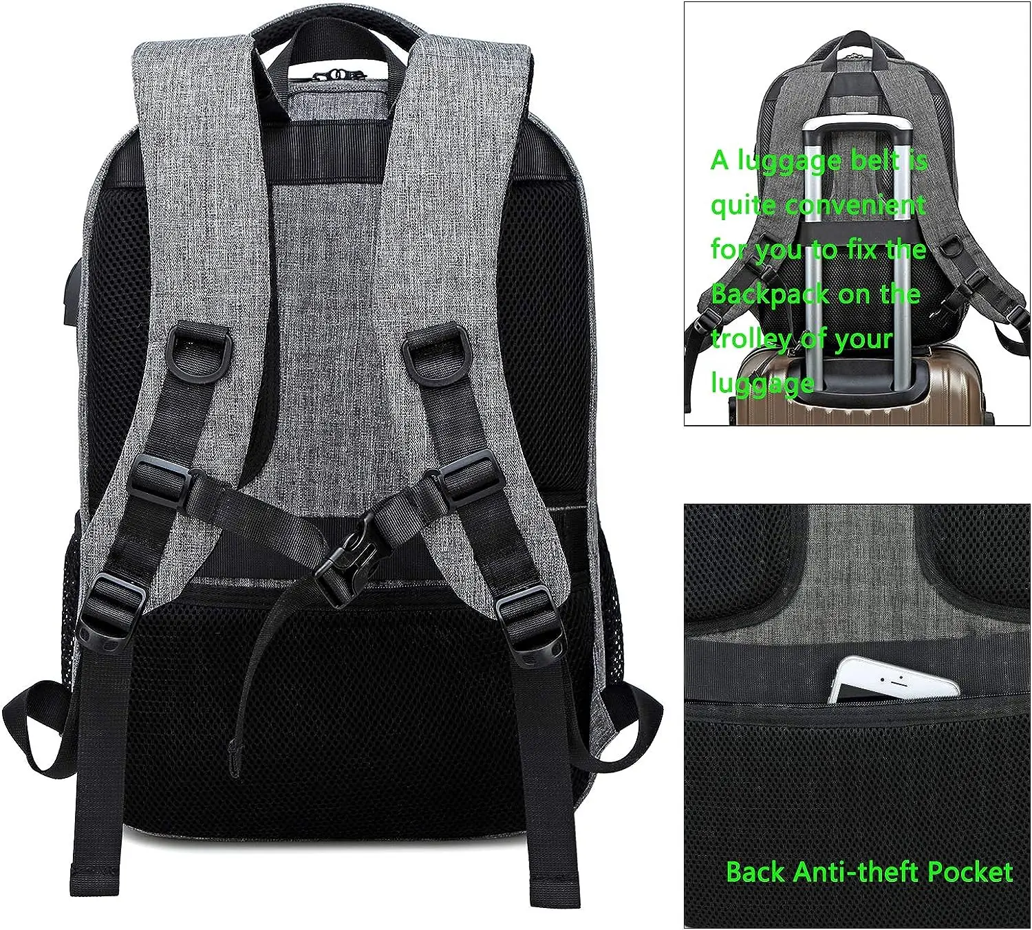 Anti Theft Carry on College Backpack Travel Laptop Backpack for Women & Men School Bookbag